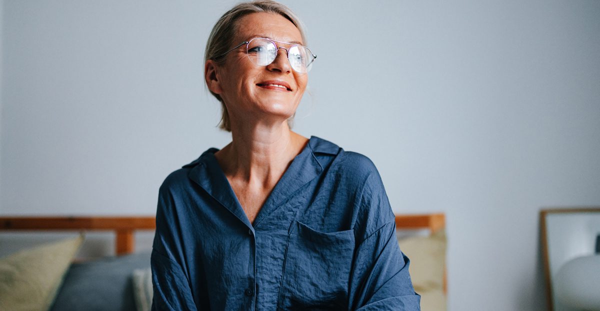 Woman-with-serene-expression-looking-confident